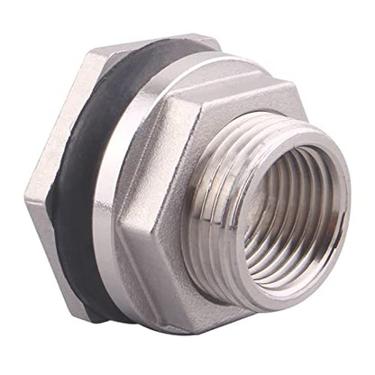 DERNORD 1/2" Female Bulkhead Water Tank Connector Stainless Steel Bulkhead Fittings Pack of 2 - size: 1/2 Inch, style: Pack of 2