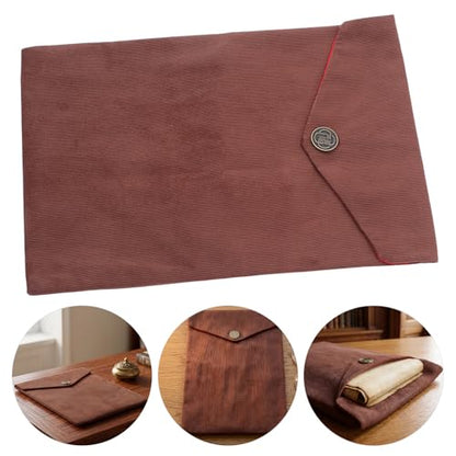 Zerodeko 2pcs Scripture Organizer Pouches in Coffee Corduroy Material, Folding Design Reduces Friction and Scuffing, for Ceremonies and Travel Elegant Traditional Tibetan Patterns