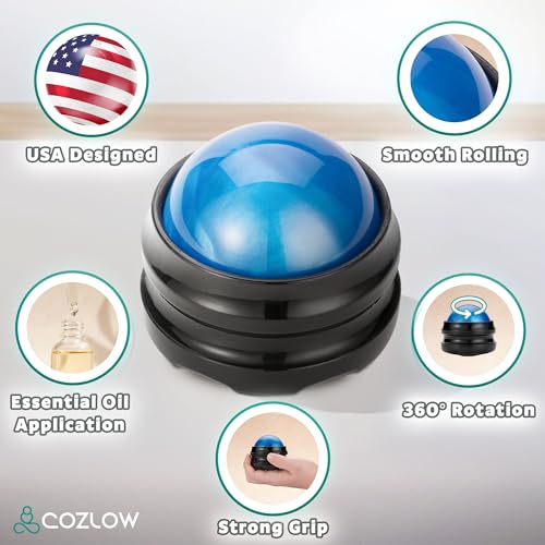 Massage Ball, Muscle Massager Roller Tool for Trigger Point Deep Tissue Release, Hand Held Manual Massage Therapy for Back, Neck, Leg, Shoulder, Foot Pain Relief by Cozlow - color: Massage Ball