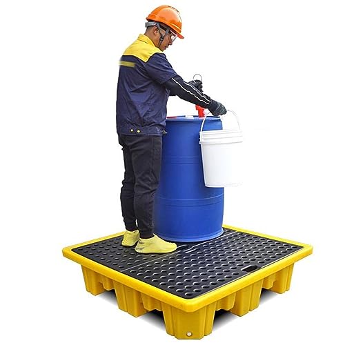 Oil Tank Spill Tray，Leak-Proof Pallet Pallet with Drain - Flat Top Grid Pad, 300-1200kg Load-Bearing, Ideal for Kitchen, Factory, and Garage Use(Barrel not Included) - size: 72x72x15.5cm