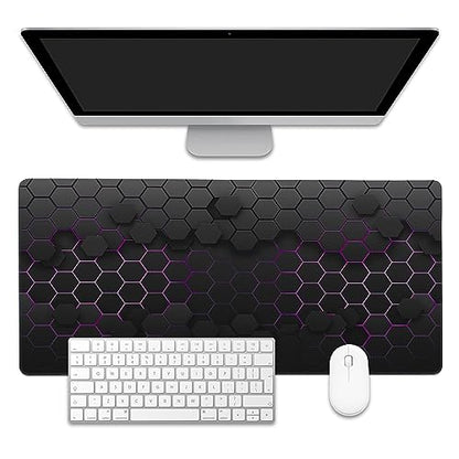 Grid with Purple Light Large Gaming Mouse Pad,Waterproof Desk Mat for Desktop,Non-Slip Rubber Base Mousepad with Stitched Edges for Laptop Office and Home 35.4X15.7 Inch - color: Grid With Purple Light