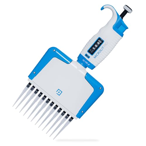 12-Channel Micropipette, Adjustable Volume - Accurate & Calibrated | For 10-100ul Liquid Capacity, Compatible with Pipette Tips - size: 10-100ul, style: 12-Channels