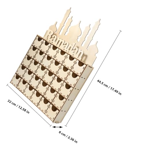 BUTIFULSIC Wooden Ramadan Advent Calendar with Drawers for Desktop Decoration and Timely Reminders, Creative Eid Mubarak Themed Wood Calendar for Office and Table Use : Office Products