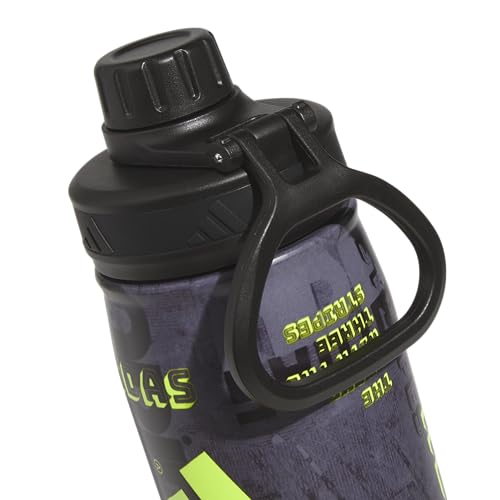 adidas Stainless Steel Metal Water Bottle 20 oz (600 mL) Screw Cap - color: Upscaled Mix-black/Lucid Lemon Yellow