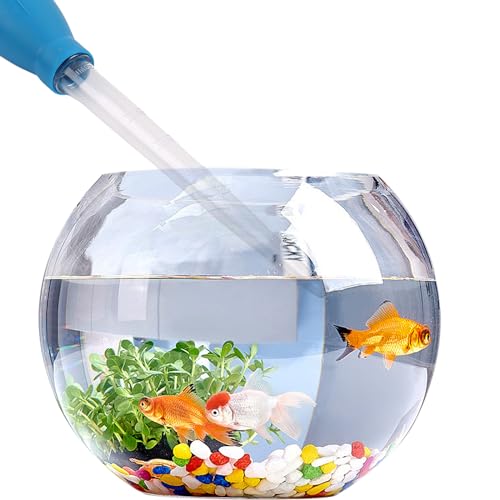 2 Set Manual Fish Tank Cleaning Tools with Extension Pipe and L Shaped Extension Pipe,30ml Aquarium Water Changer,28.9 Inches Siphon Dropper for Fish Bowl Waste Remover,Coral Feeder(Blue)