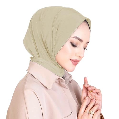 AIBEARTY Women Fashion Instant Muslim Turban Hijab with Snap Fastener Breathable Headscarf Bonnet Cap Turban Hat Shawl - color: Modal Beige-3 Buttons