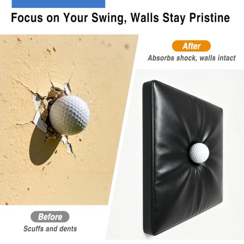 12 Pack Golf Wall Padding, 20" x 20" x 1.2", Indoor Golf Simulator Padding Panels, High Density Foam and PU Surface, for Impact Protection, Noise Reduction, Ideal for Gym, Garage, Playroom, 60 Straps - size: 20" x 20" x 1.2"