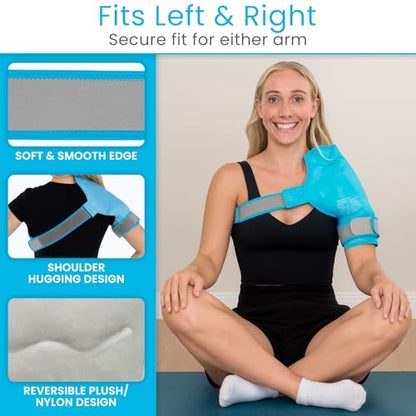 Arctic Flex Shoulder Ice Pack Wrap - Rotator Cuff Cold Therapy for Pain Relief - Reusable Gel for Injuries & Recovery After Surgery - Ice Packs Compression Brace (Blue)