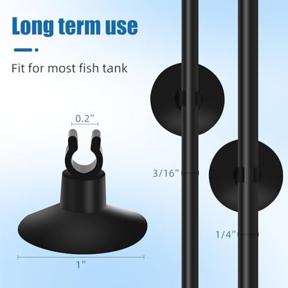 AQUANEAT Aquarium Suction Cups, for Fish Tank Airline Tubing, with Clips 1/4" Dia, 24pcs (Black) - color: Black