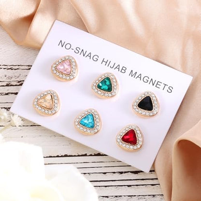 BOXOB 6 Pairs Multicolored Rhinestone Scarf Magnets, Hijab Pins for Women Scarves Niqab Muslim Islamic Hijab (Style 2) - style: 2