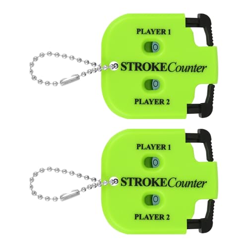 2 Pcs Golf Stroke Counters, Portable Score Keeper with Hanging Rope Mini Square Design 2 Player Stroke Shot Counter Clicker Accessories for Golf Training Competitions & Games - color: Green