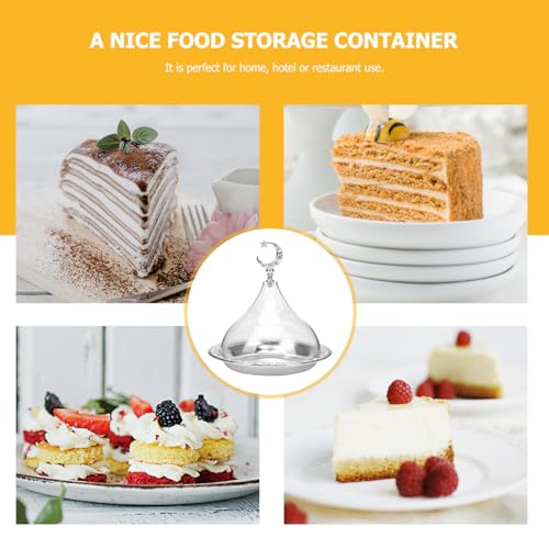 YARNOW Electroplating Metal Storage Tray with Clear Dome Lid 8 Inch Silver Serving Platter for Food Display and Cheese Presentation in Home Kitchen