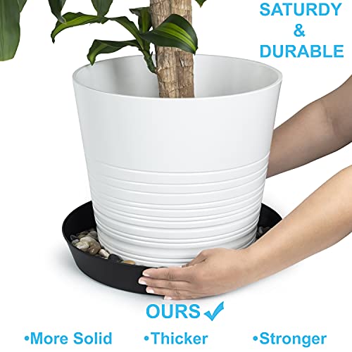 21in Plant Saucer, Black, Case of 2 | Polypropylene, Heavy Duty Indoor/Outdoor, Drip Pan & Tray, Collects Excess Water, Made in USA - size: 21" (19" base)