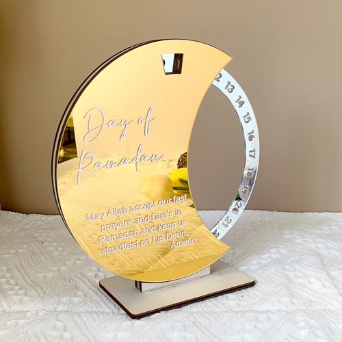 Rotatable Ramadan Advent Calendar, Acrylic Eid Countdown Calendars 30 Days Eid Ramadan Mubarak Wooden Ornament Table Decor Holiday Decoration For Home Office Table Eid Party Decor,Silver Wheel - color: Silver Wheel
