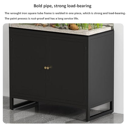 Home Office Fish Tank Stand, Professional Metal Aquarium Stand Storage Shelf Heavy Duty Breeder Turtle Terrarium Stand Rack, Reptile Tank Stand with Lockers，Fish Tank Cabinet - color: White, size: 40*40*70cm