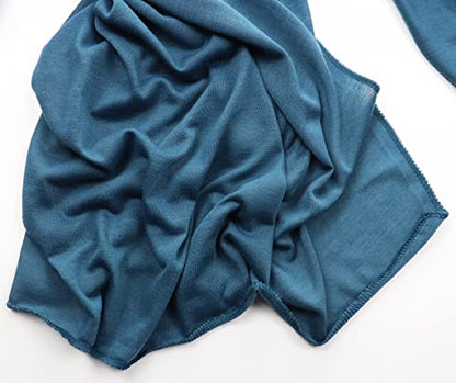 vabovin Head Wraps for Black Women Stretch Jersey Knit Turban Headwrap Solid Color Headscarf Headband Shawl - color: 10- Teal