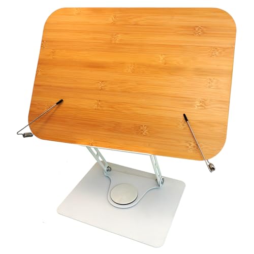 360° Rotating Bases Book Stand Large 15.4" x 11.0" Bamboo Book Holder - size: 360° Rotating (15.4 x 11 Inch)