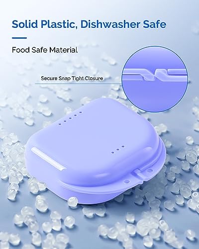 JMU 2 Pcs Retainer Case with Vent Holes, Orthodontic Storage Case | Teal and Purple, Dental Mouth Guard Holder, Travel Box for Aligner with Snap Lock - color: Teal/Purple