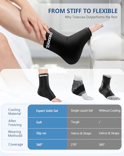 Ankle Foot Ice Pack Wrap for Injuries, Reusable Gel Ice Pack for Hot & Cold Therapy, Cold Therapy Compression Sleeve for Achilles Tendonitis,Plantar Fasciitis,Swelling,Sprained,Pain Relie - size: Lx1, style: Original