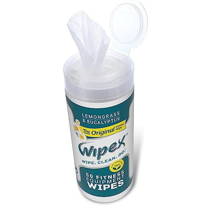 Wipex Fitness Equipment Wipes - EWG Verified - 50 Ct Original Natural Plant Based Gym Wipes for Equipment, Clean Surfaces at Home or Gym, Use as a Yoga Mat Cleaner, Lemongrass, Eucalyptus & Vinegar - size: 50 Count (Pack of 1)