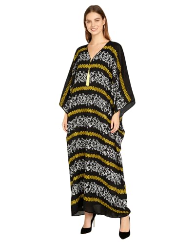 Qianliniuinc Women Muslim Maxi Dress Abaya - Lady Long Sleeve Maxi Dress Dubai Gown Jalabiya One Size - color: Black F