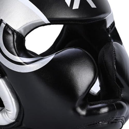 Boxing Headgear Face Cover Forehead and Ear Protection Full Face Protection for Sparring Karate Taekwondo Training Men Women - color: Argent L