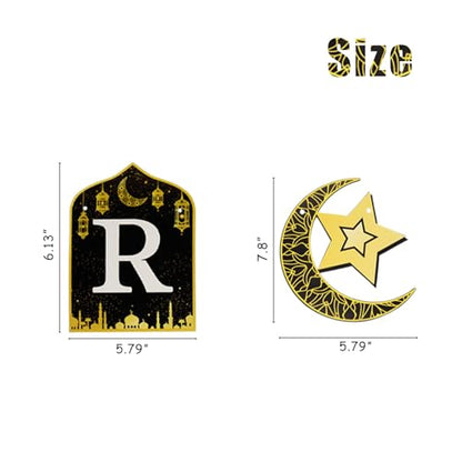 Ramadan Kareem Banner Eid Mubarak Hanging Decoration No DIY Needed,for Eid Al-Fitr Party Supplies, Home, Tree, Fireplace, and Wall Decor