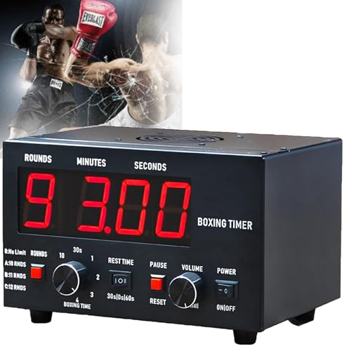 Professional Boxing Interval Timer, Race Timer, Gym Interval Timer with Led Display, Selectable Workout Time and Cycle Repeats, Adjustable Sound, Timer