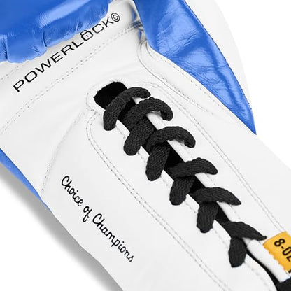 Everlast Powerlock OG Pro Boxing Gloves | Lace Up Fight Gloves - color: Blue/White, size: 10oz X-Large
