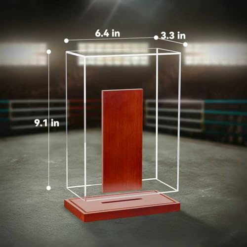 MMA Glove Display Case - No Assembly - Clear Acrylic Showcase with Wood Base, UV Protection Souvenirs and Collectibles Box (MMA Single Glover Holder, Rectangle)
