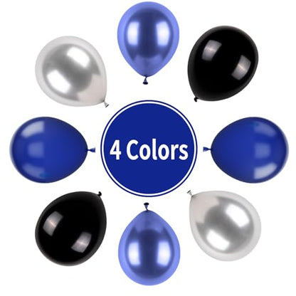 Blue and Black Balloons, Navy Blue and Silver Balloons Metallic Silver Dark Blue Balloon Party Latex Balloon Black Blue Ballons for Kids Adults Birthday Space Party Wedding Baby Shower - color: Blue Black and Silver