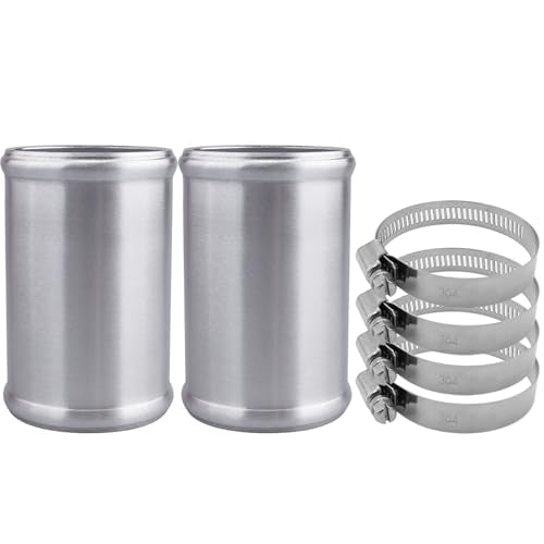 AC PERFORMANCE 2.5" (63mm) OD Aluminum Alloy Hose Joiner Silicone Pipe Connector Bead, 4" Length with 304 SS Clamps, Pack of 2 - size: 2.5" (63mm) - 2PCS