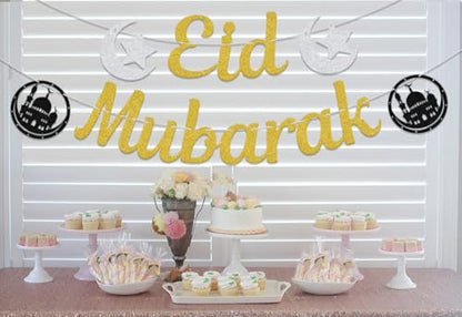Eid Mubarak Banner Eid Decorations Ramadan Decoration Islamic Decor Gold - size: Eid Mubarak