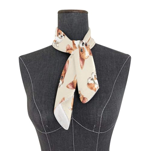 Women's Silk Scarf Square Satin Head Scarves Fashion Neck Scarf Hair Wraps Silk Bandana - color: Chihuahua