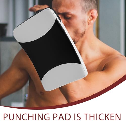 SHERCHPRY Taekwondo Kick Pads Sparring Gear for Black-White Large Handheld Kicking Targets Curved Shield for Martial Arts Training and Coaching