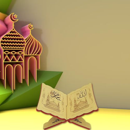 Wooden Eid Islamic Book Shelf, Small Wooden Recipe Stand for Ramadan Bible Holder Kuran Quran Koran Holy Book Stand - color: C