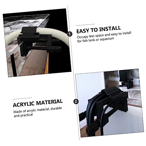 KESYOO 2pcs Acrylic Multi-Functional Clamp for Fish Tanks Hose Holder Clip for Secure Fixing Prevents Slipping and Falling for Aquariums and Water Inlet Outlet Management - color: Black
