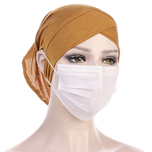 4 Pieces Muslim Under Scarf with Ear Hole Stretch Jersey Inner Hijabs Tube Caps for Islamic Women Turban Bonnet… - color: Red+yellow+blue+pink