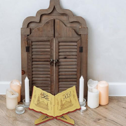 Wooden Eid Islamic Book Shelf, Small Wooden Recipe Stand for Ramadan Bible Holder Kuran Quran Koran Holy Book Stand - color: C