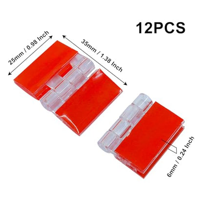 Hitefu Clear Acrylic Hinges, 25x35mm, 12 Pcs | Invisible, Self Adhesive, For Aquarium Lids, Cabinets, Display Stands & DIY Furniture - size: 25*35mm