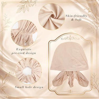 Syhood Slip on Pre Tied Head Scarves for Women - color: Natural Tones