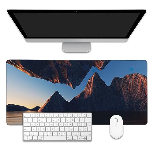 Fantasy Landscape Large Gaming Mouse Pad,Waterproof Desk Mat for Desktop,Non-Slip Rubber Base Mousepad with Stitched Edges for Laptop Office and Home 35.4X15.7 Inch - color: Fantasy Landscape