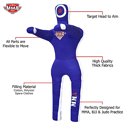 MMA Sports Brazilian JIU Jitsu Grappling Submission Throwing Dummy Punching Heavy Bag Kick Boxing Dummies UNFILLED - color: Blue-1, size: 5ft, style: Standing