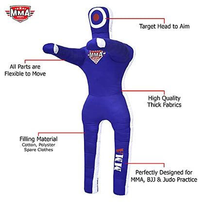MMA Sports Brazilian JIU Jitsu Grappling Submission Throwing Dummy Punching Heavy Bag Kick Boxing Dummies UNFILLED - color: Blue-1, size: 5ft, style: Standing