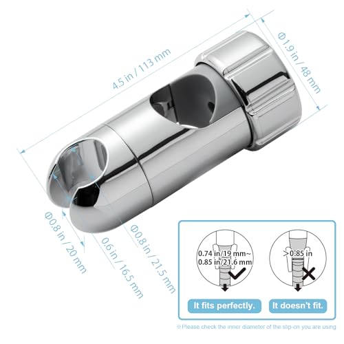 OFFO ADA Shower Head Holder, Adjustable 1.18-1.26 in(30-32 mm) Hand Shower Bracket for Handicap Grab Bar, Detachable Slider Clamp Bathroom Replacement, 361 Degree Rotation Sprayer Holder, Chrome - size: 1.18”-1.26“