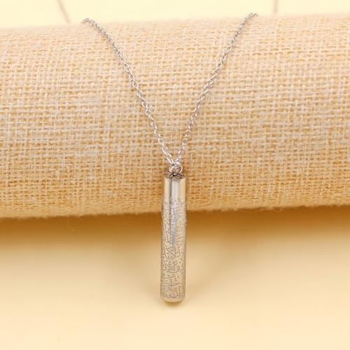 Spiritual Muslim Cylinder Necklaces - Stainless Steel Arabic Quran engraved Pendant Necklace for Men Women YA5082 - color: White