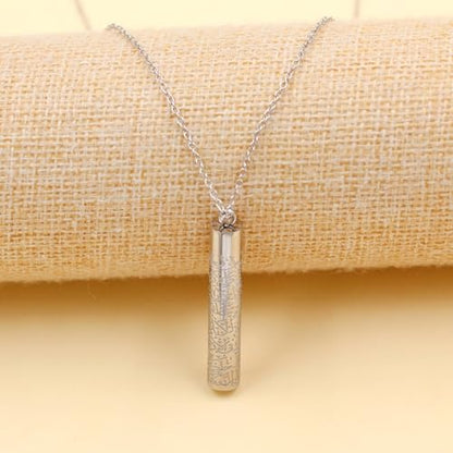 Spiritual Muslim Cylinder Necklaces - Stainless Steel Arabic Quran engraved Pendant Necklace for Men Women YA5082 - color: White