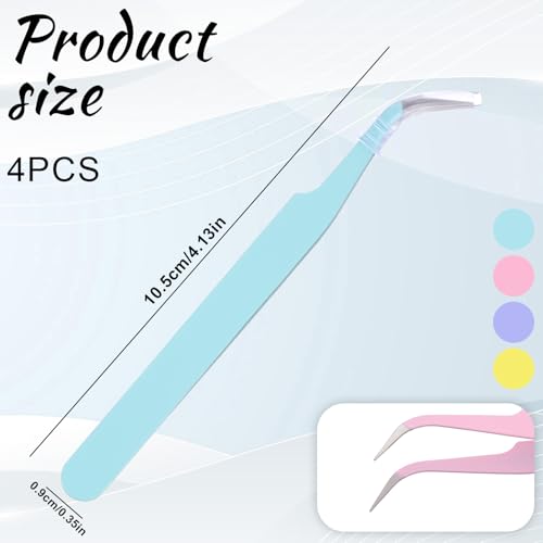 4 PCS Stainless Steel Curved Craft Tweezers, Precision Crafting Tweezer Multipurpose Craft Tweezers Tools for Intricate Projects Scrapbooking Cardmaking Stickers Dried Flowers, Multicolor