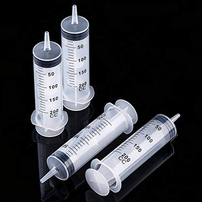 Frienda 4 Packs Large Plastic Syringe Measuring Syringe Tools Dispensing Multiple Uses (200 ml) - size: 200 ml