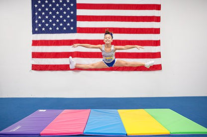 Tumbl Trak Gymnastics Folding Tumbling Panel Mat - color: Patriotic, size: 5'x10'x1.38"